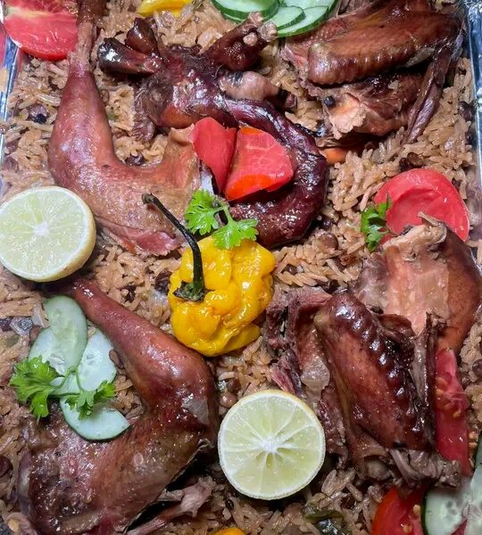 Riz gras Soumbala au poulet